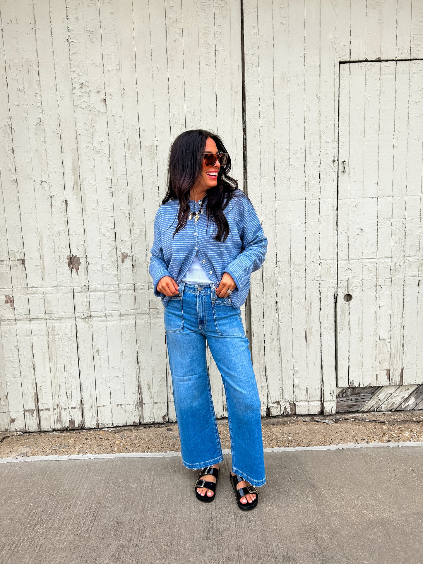 Denim Mini Stripe Cardi