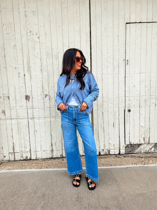 Denim Mini Stripe Cardi