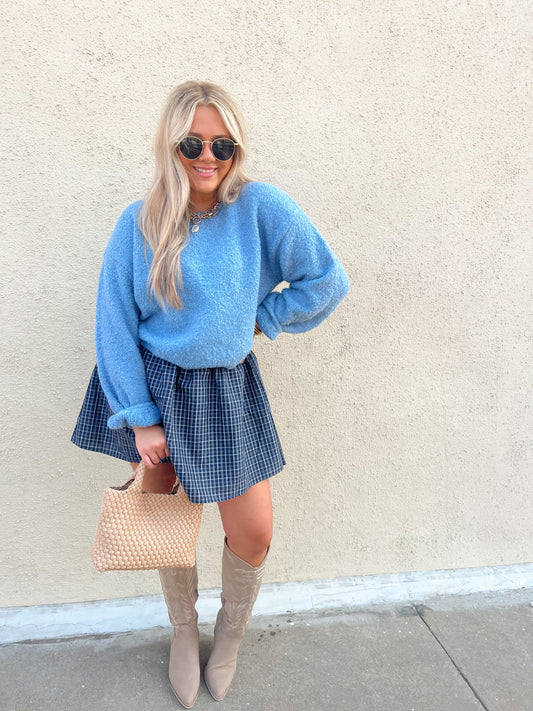 Dusty Blue Textured Sweater