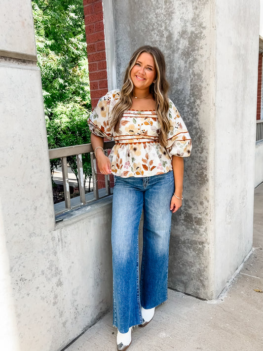 Fall Meadow Floral Top