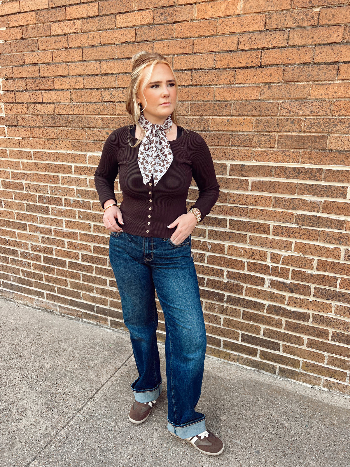 Wonder Button Cardigan Espresso