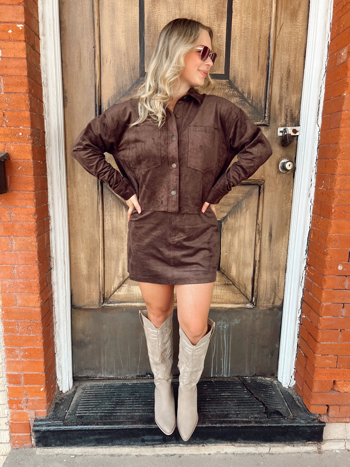 Z Supply All Day Crop Suede Dark Chocolate