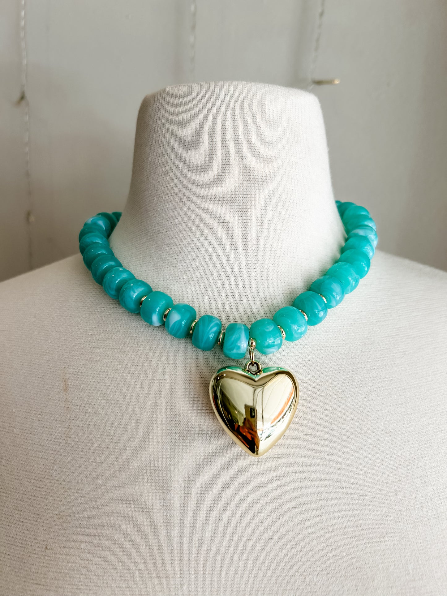 Chunky Beaded Heart Necklace