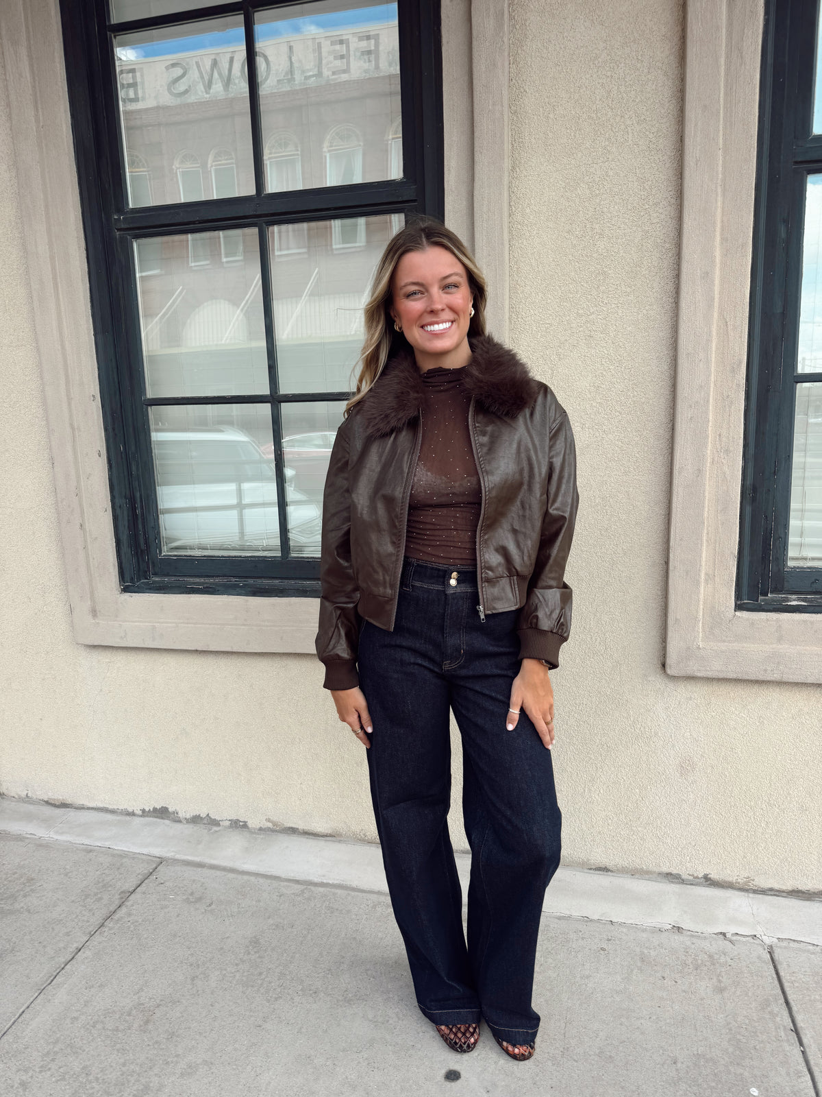 Confession Faux Leather Bomber
