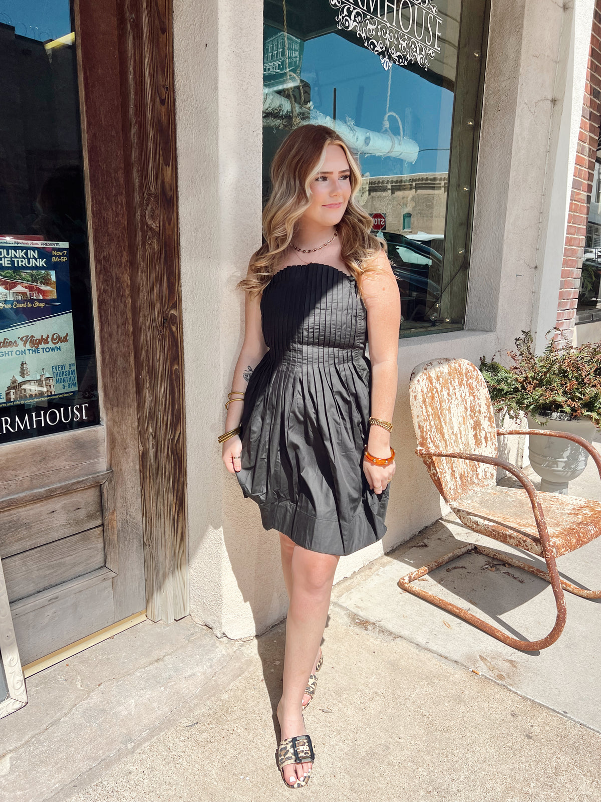 Promises Pleat Dress Black