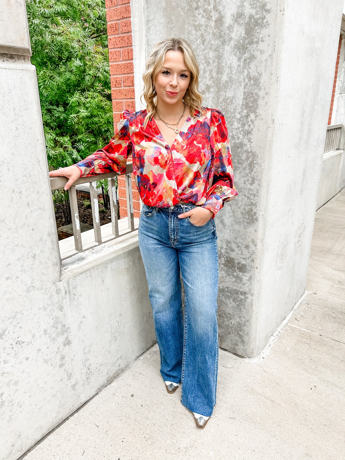 Red Multi Floral Bodysuit