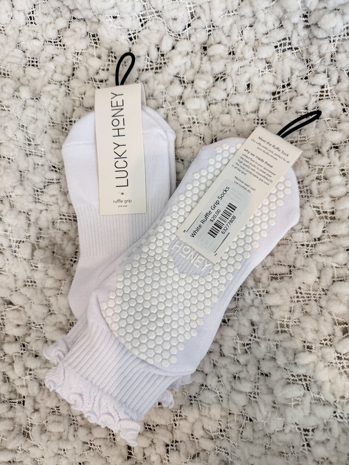 White Ruffle Grip Socks