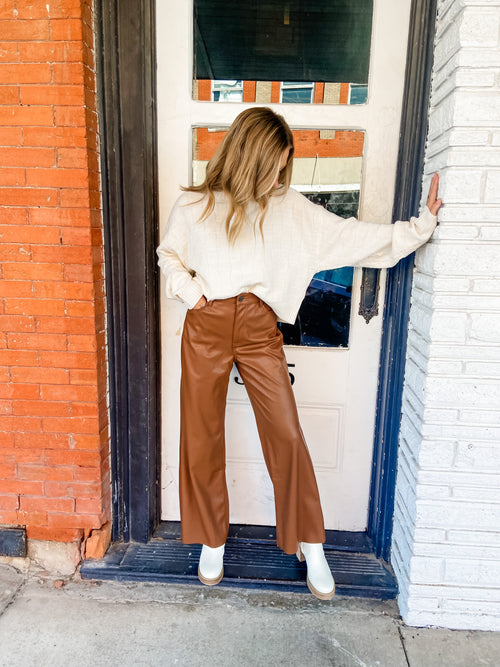 Chic Camel Leather Pant