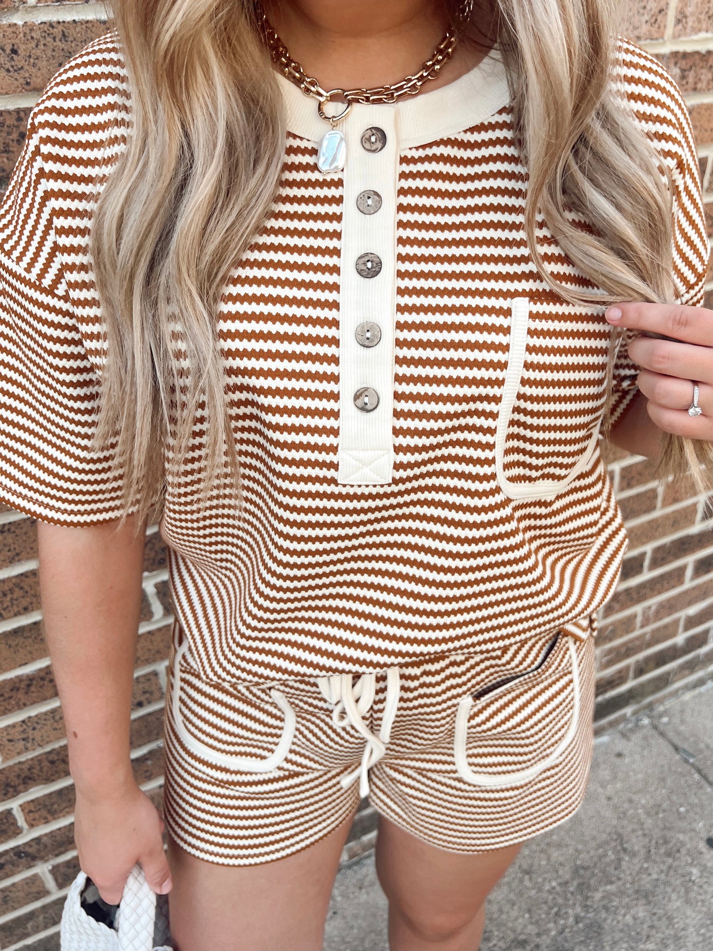 Zig Zag Stripe Short Set