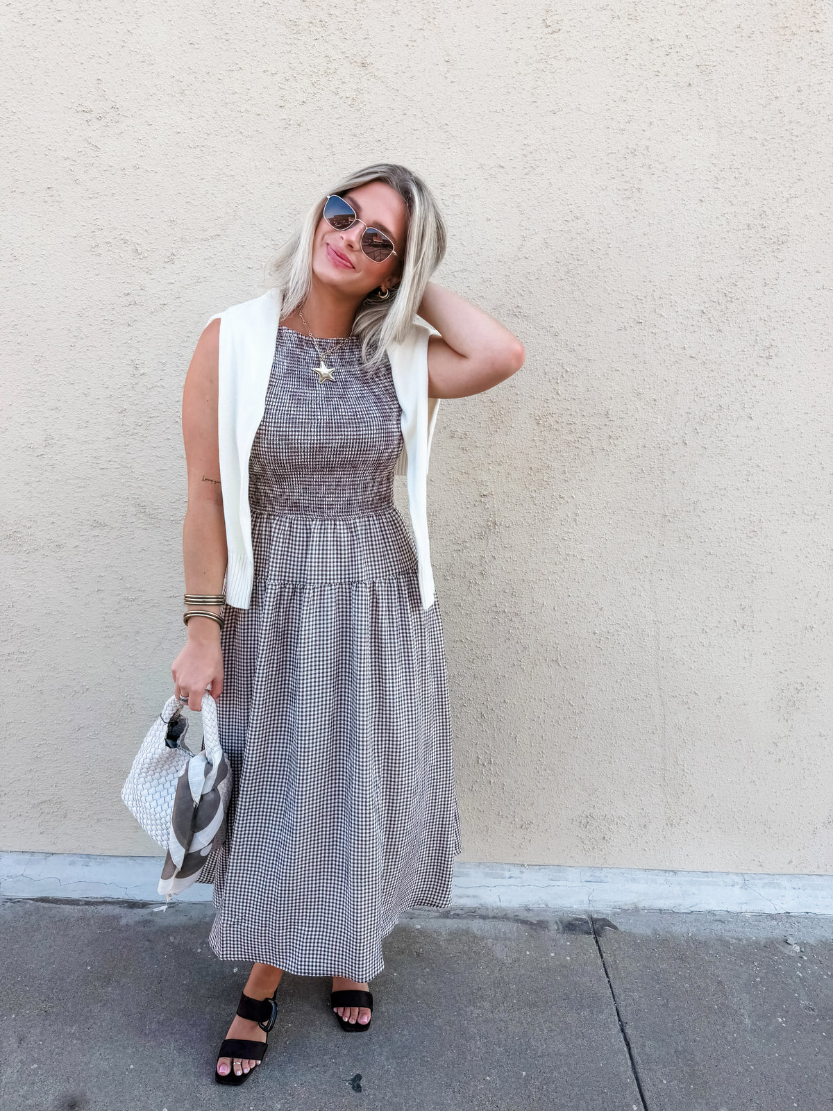 Miley Gingham Midi Dress