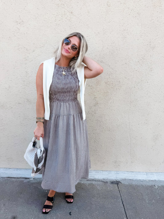 Miley Gingham Midi Dress