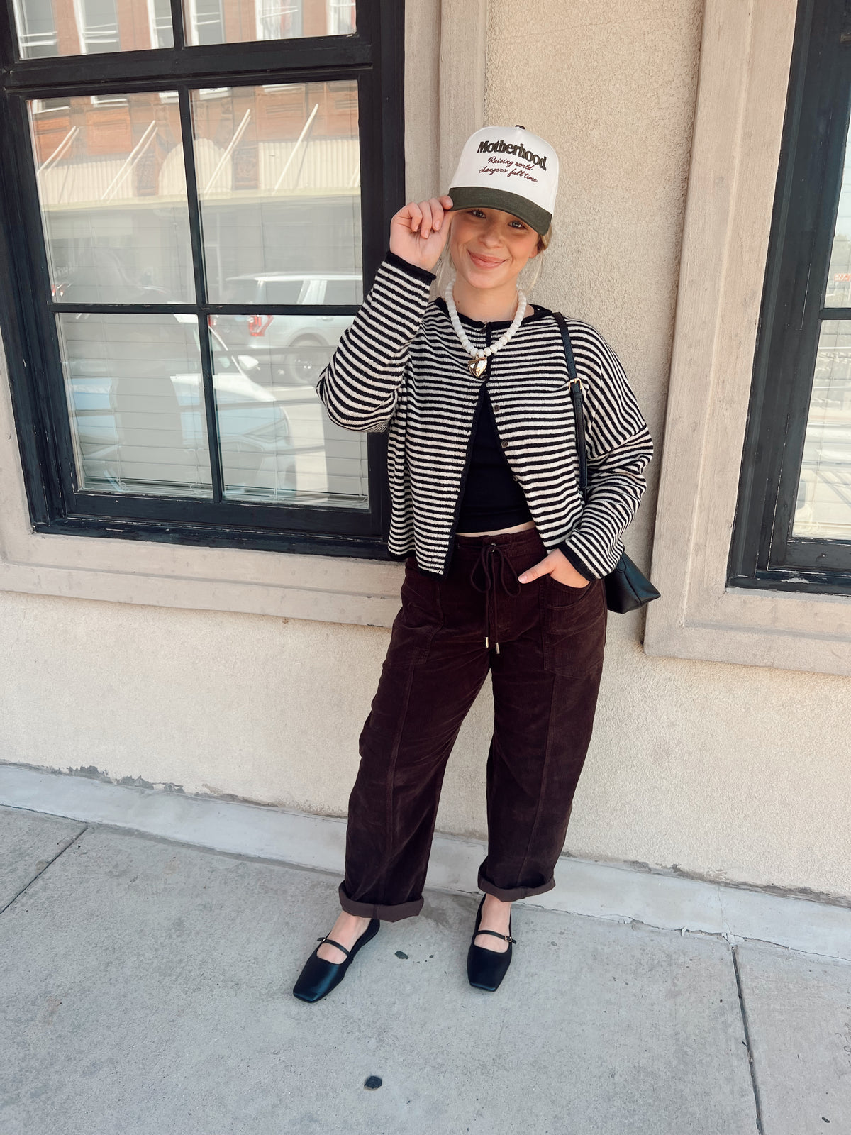 Jess Striped Cardigan Black