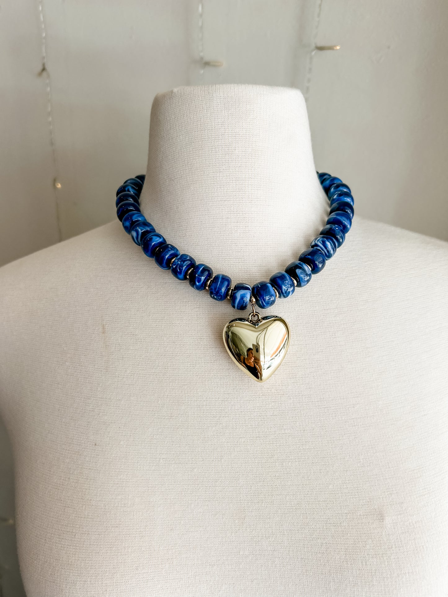 Chunky Beaded Heart Necklace