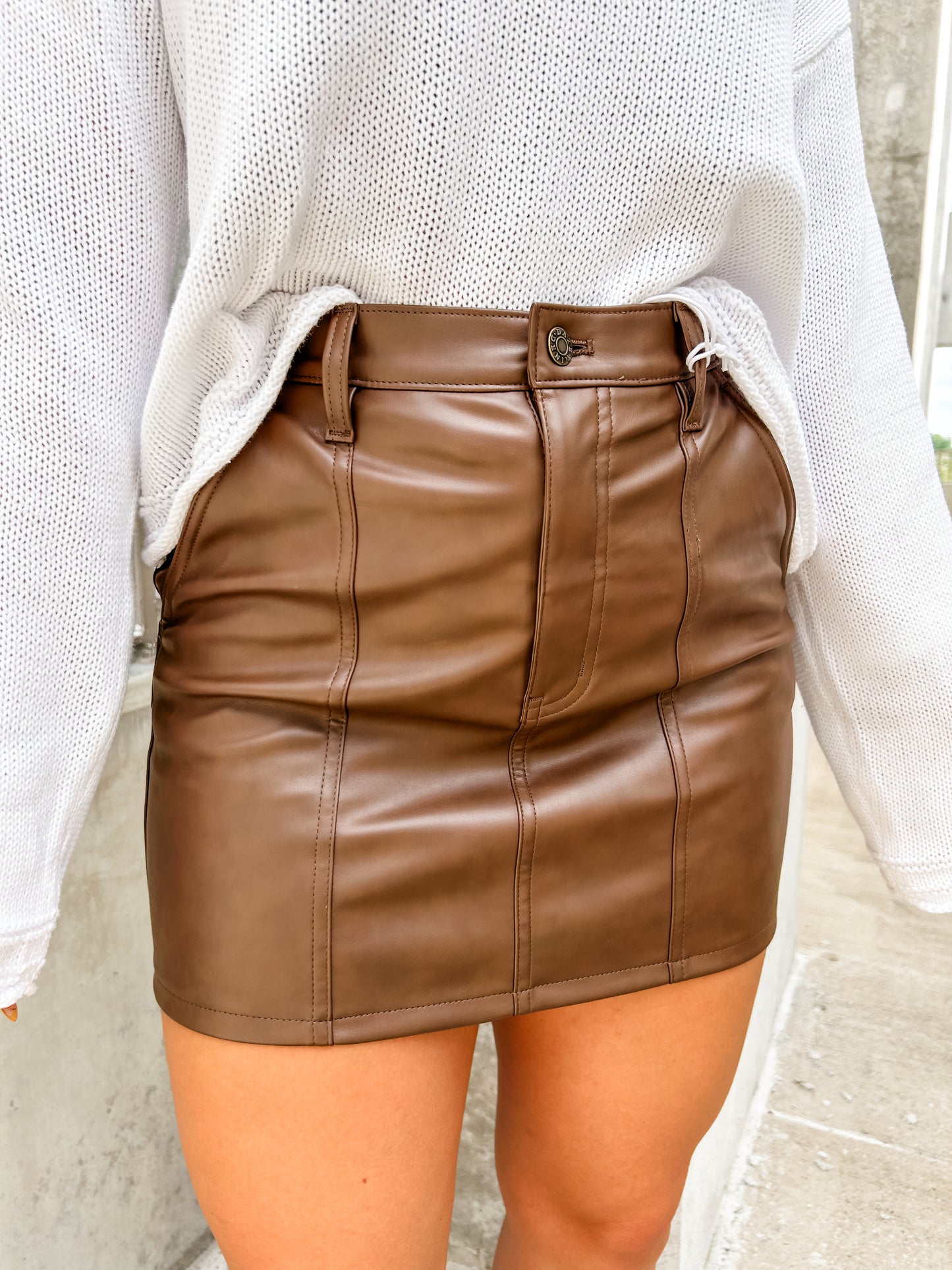 Daze Vintage Sable Leather Skirt