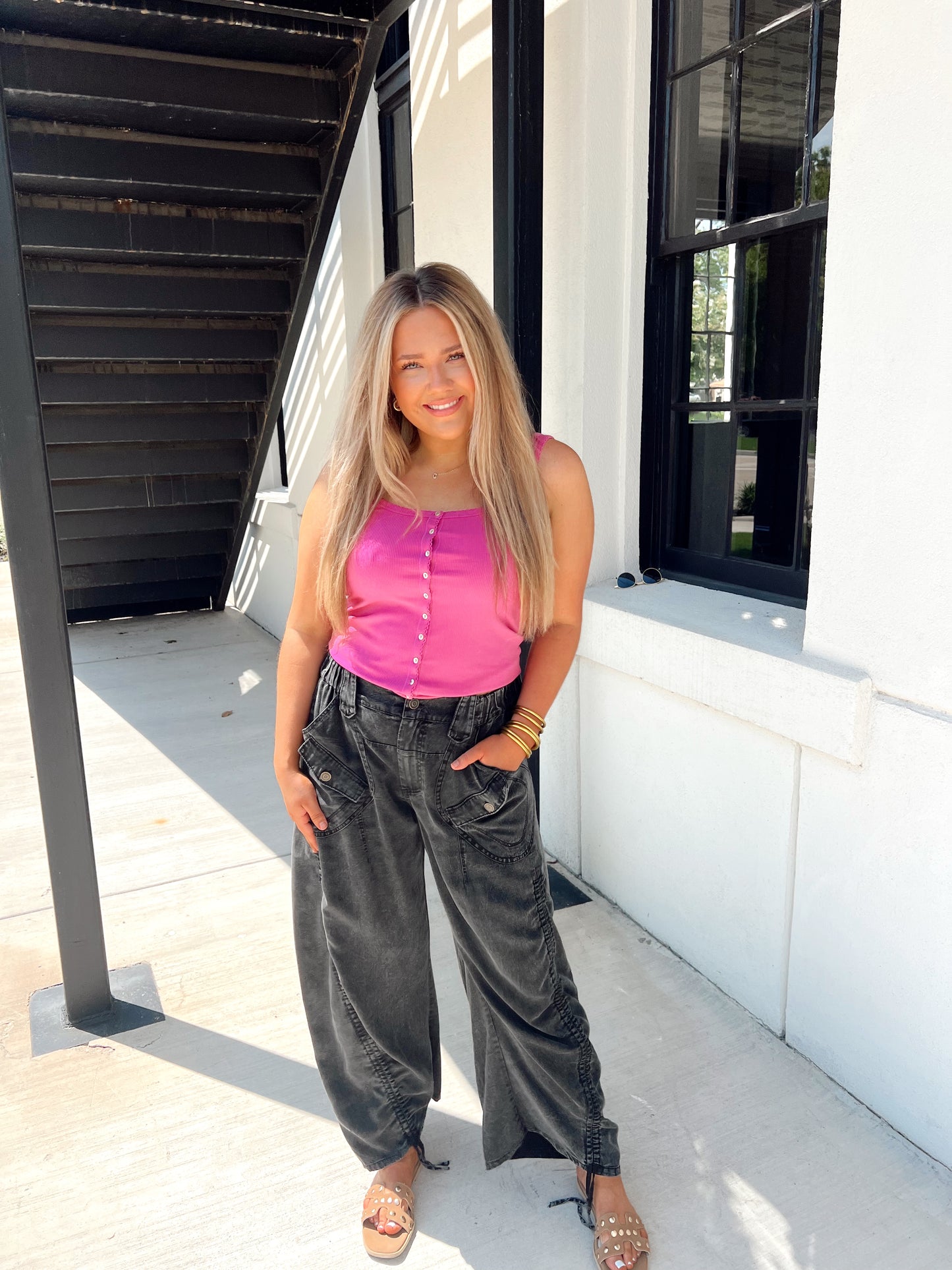Niko Scallop Rib Tank Berry Blush