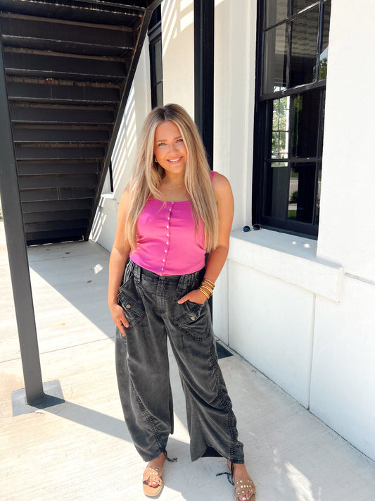 Niko Scallop Rib Tank Berry Blush