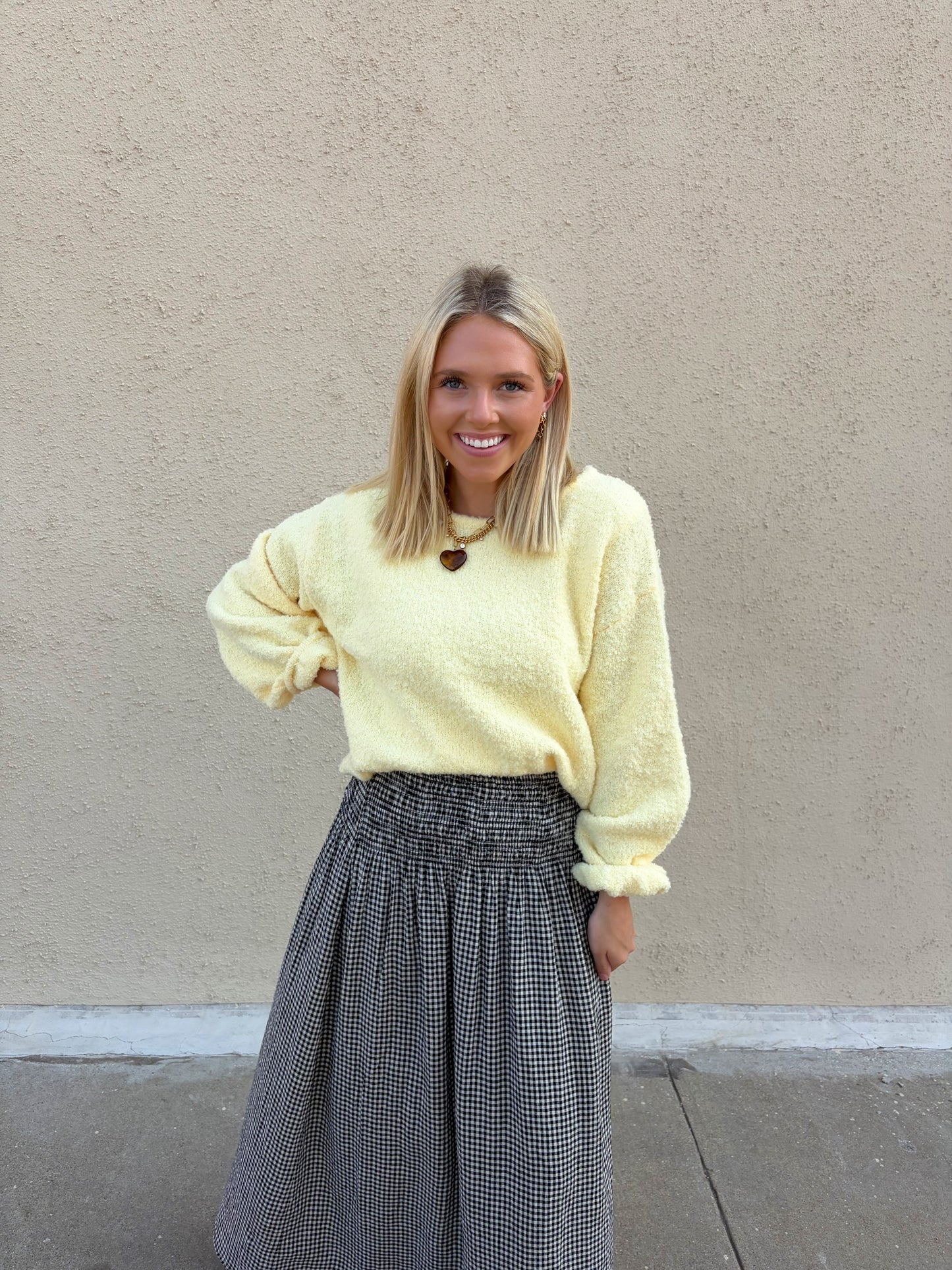 Lemon Chiffon Textured Sweater