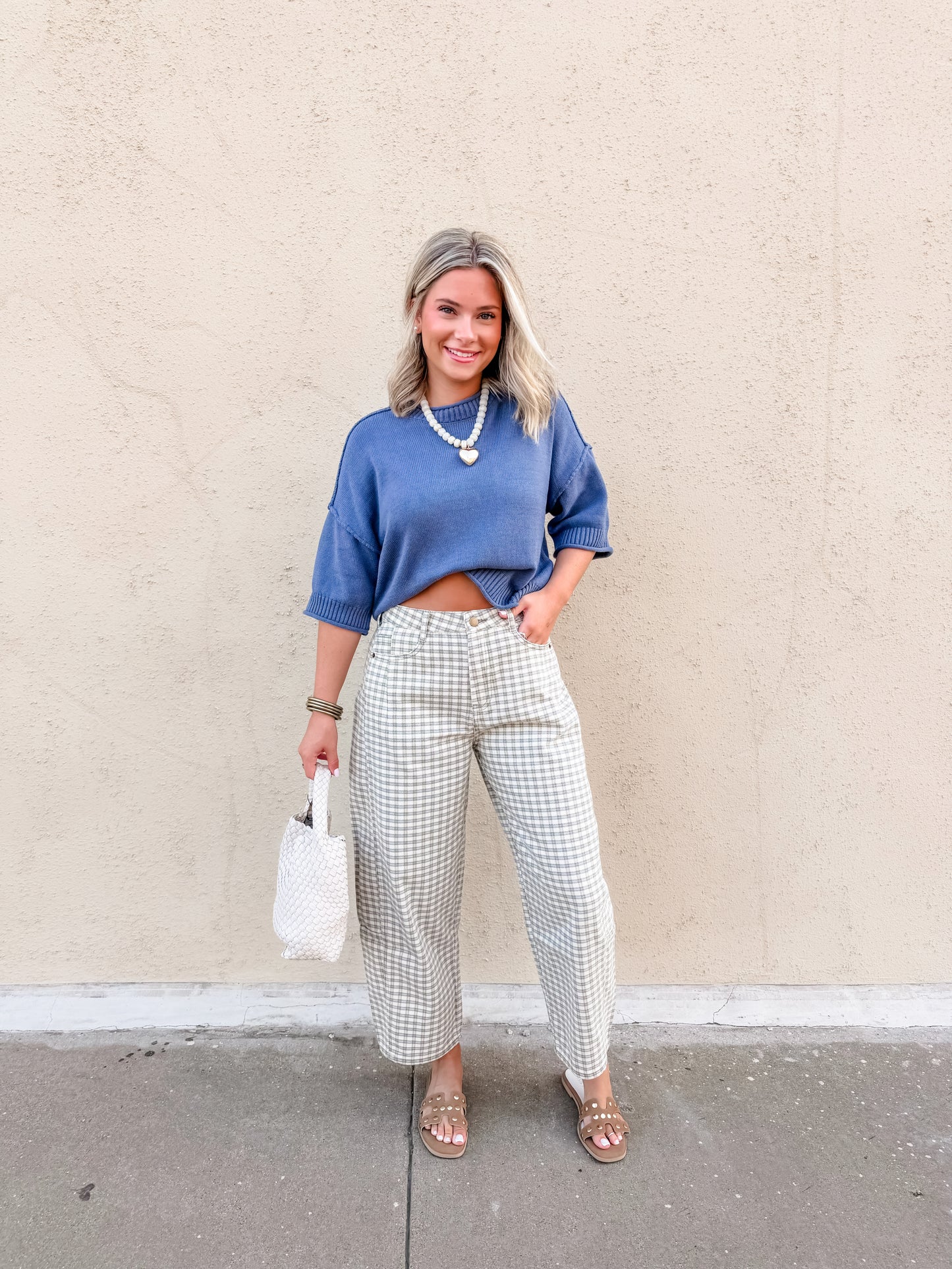 Olive Mist Checkered Barrel Pant
