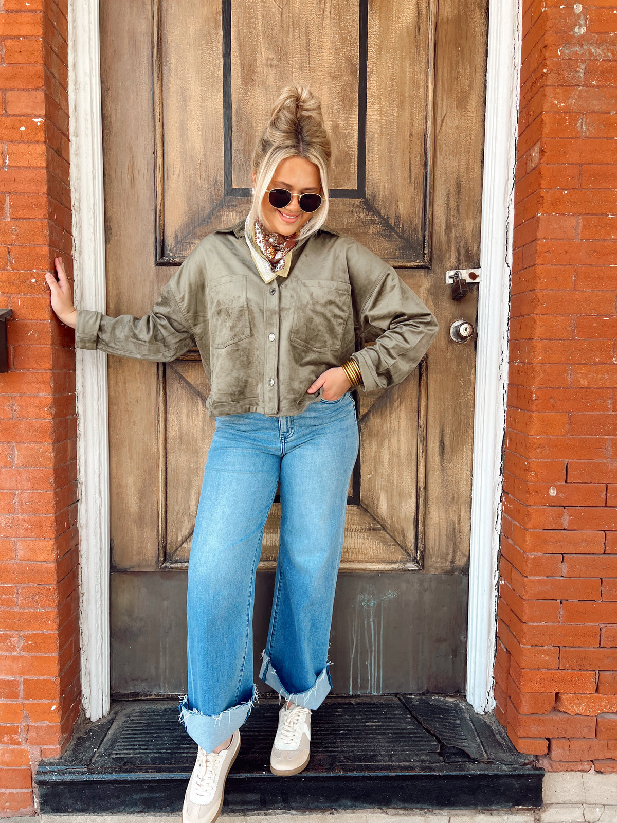 Z Supply All Day Crop Suede Monstera