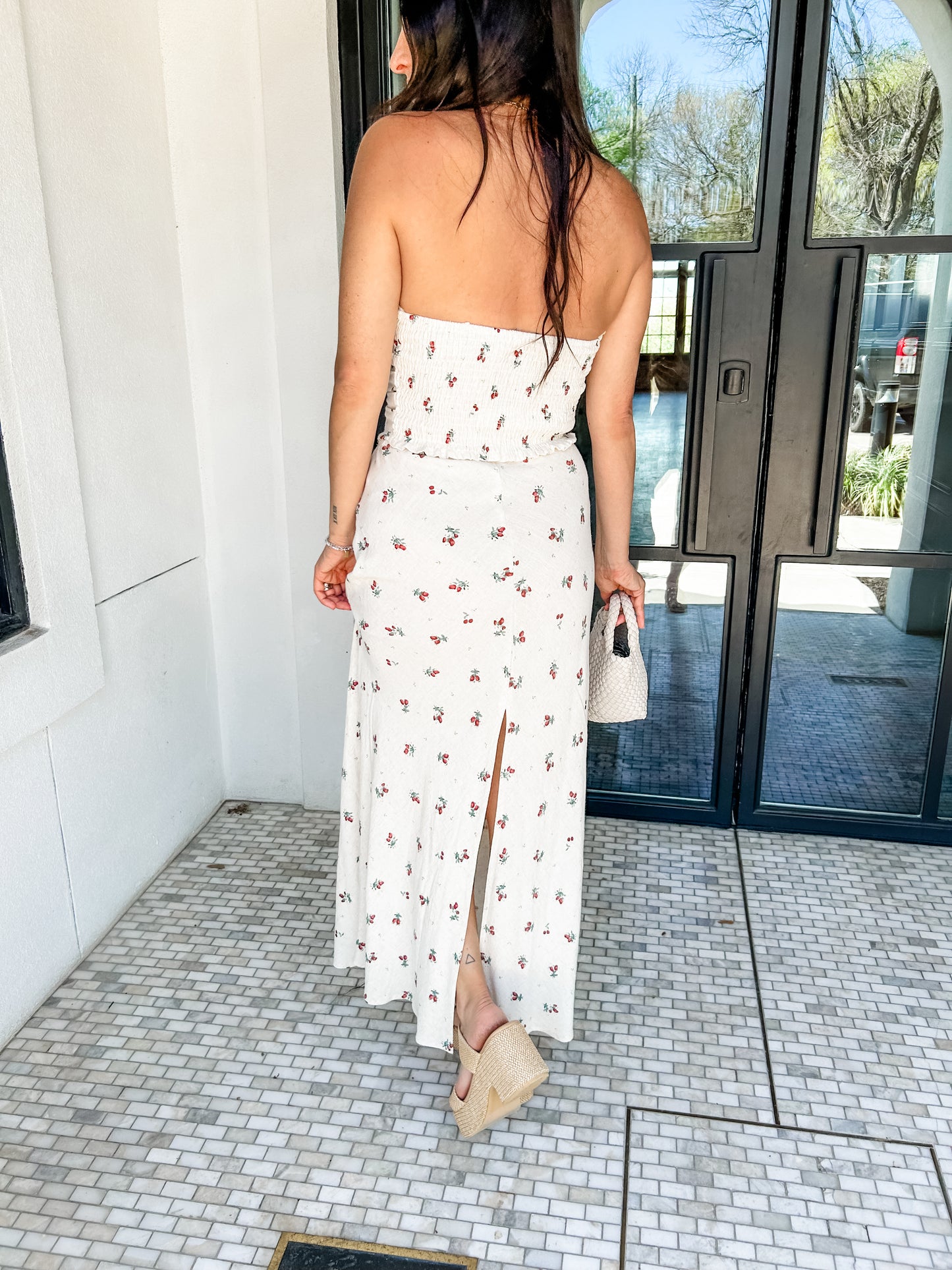 Berry Print Linen Skirt Set