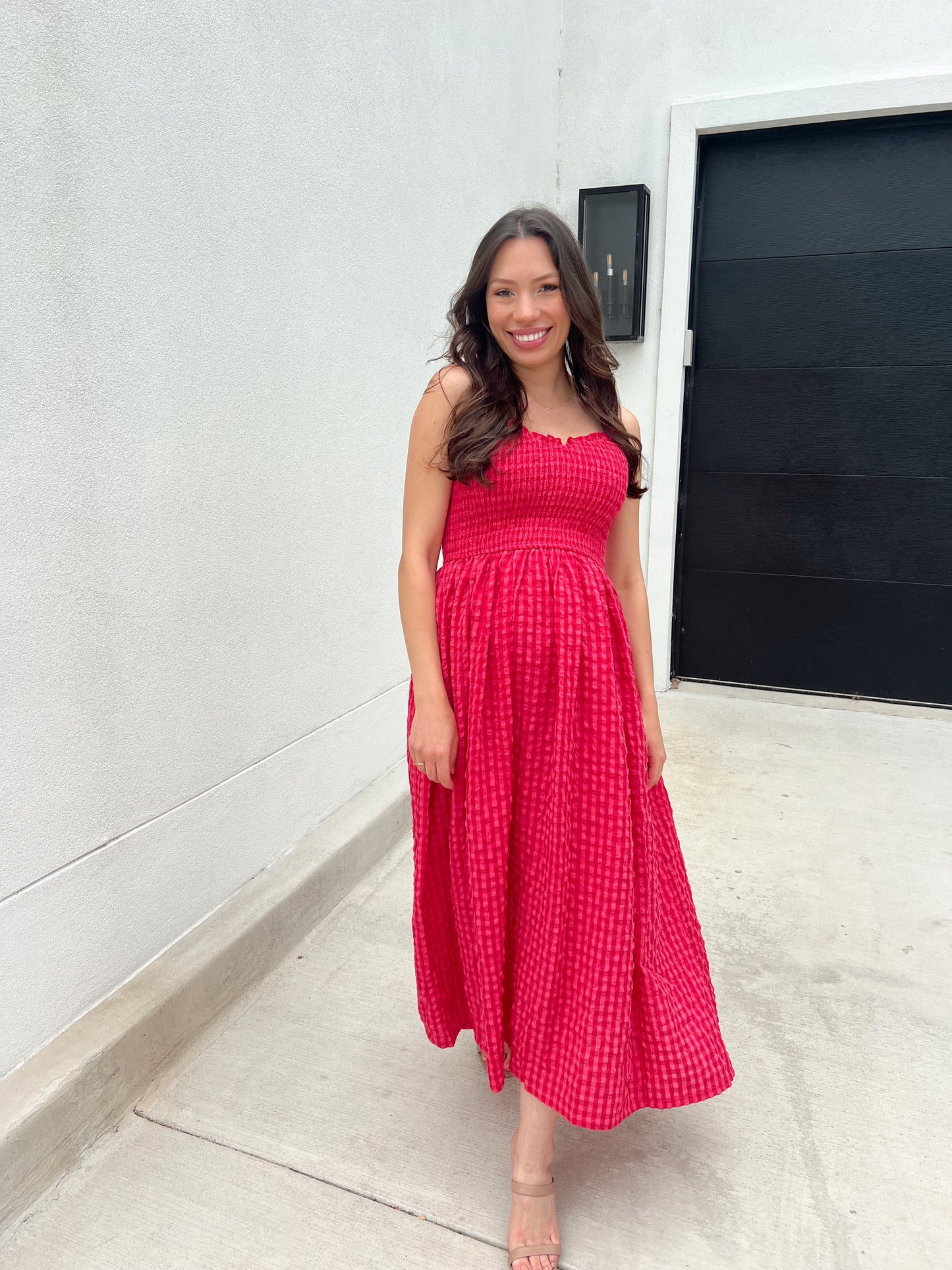 Cherry Gingham Maxi Dress