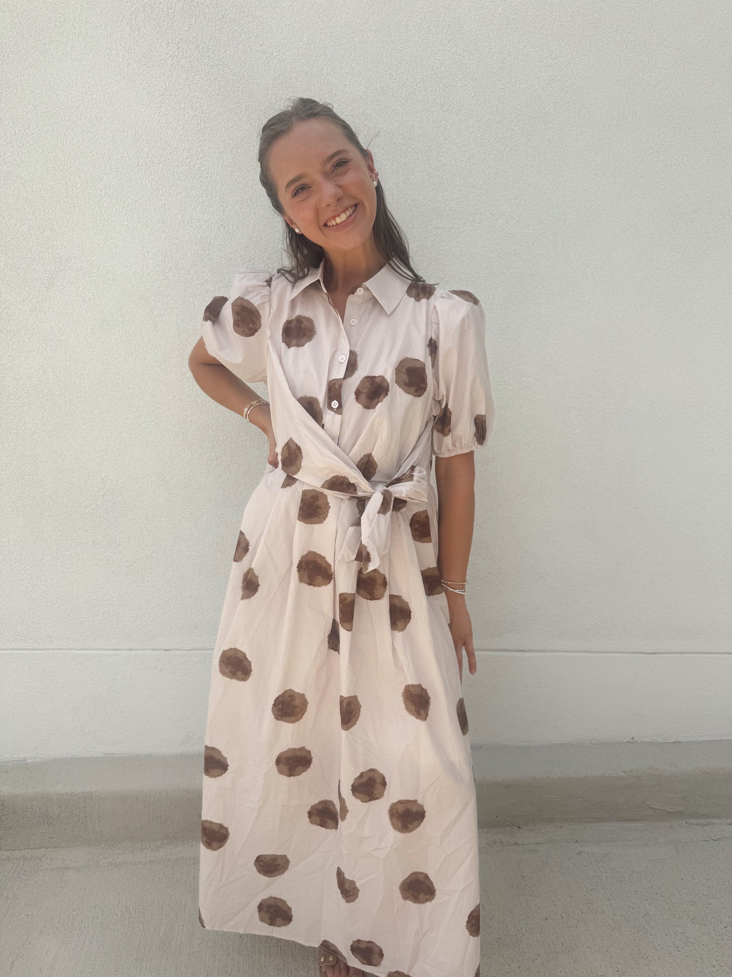 More Dots Dress Ecru