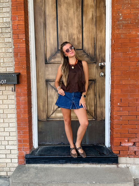 Beyond Lace Top Brown
