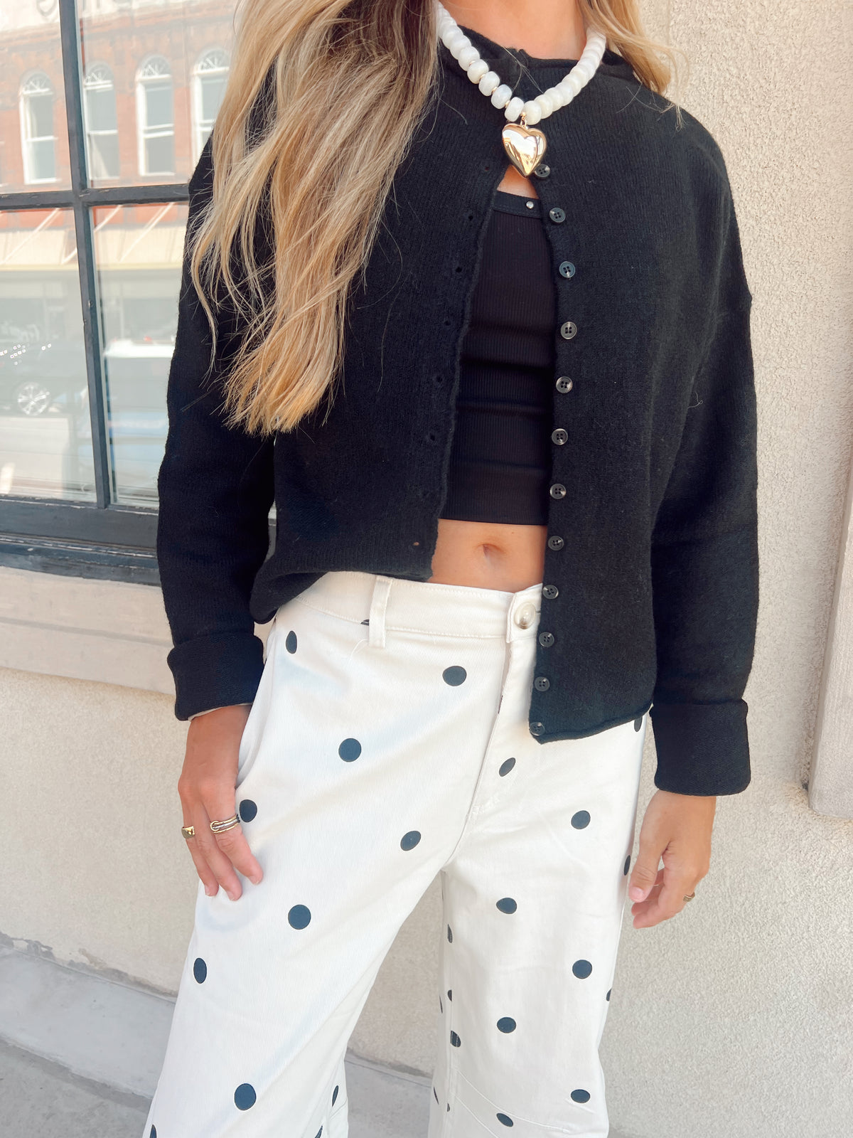 Raw Edge Cardi Black
