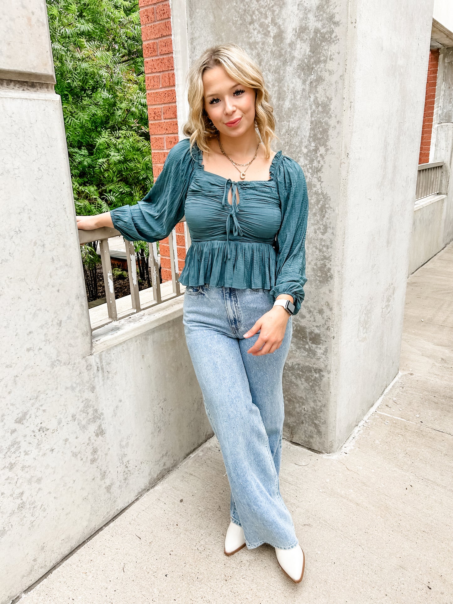 Flirty Teal Top