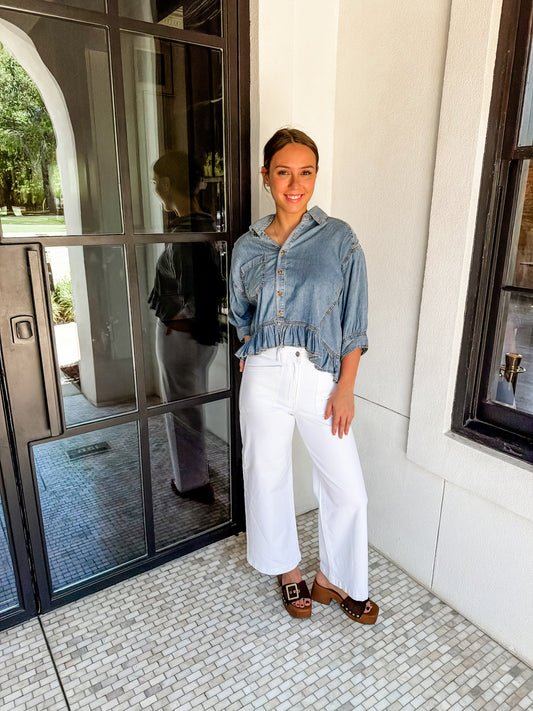 Willow Ruffle Denim Top