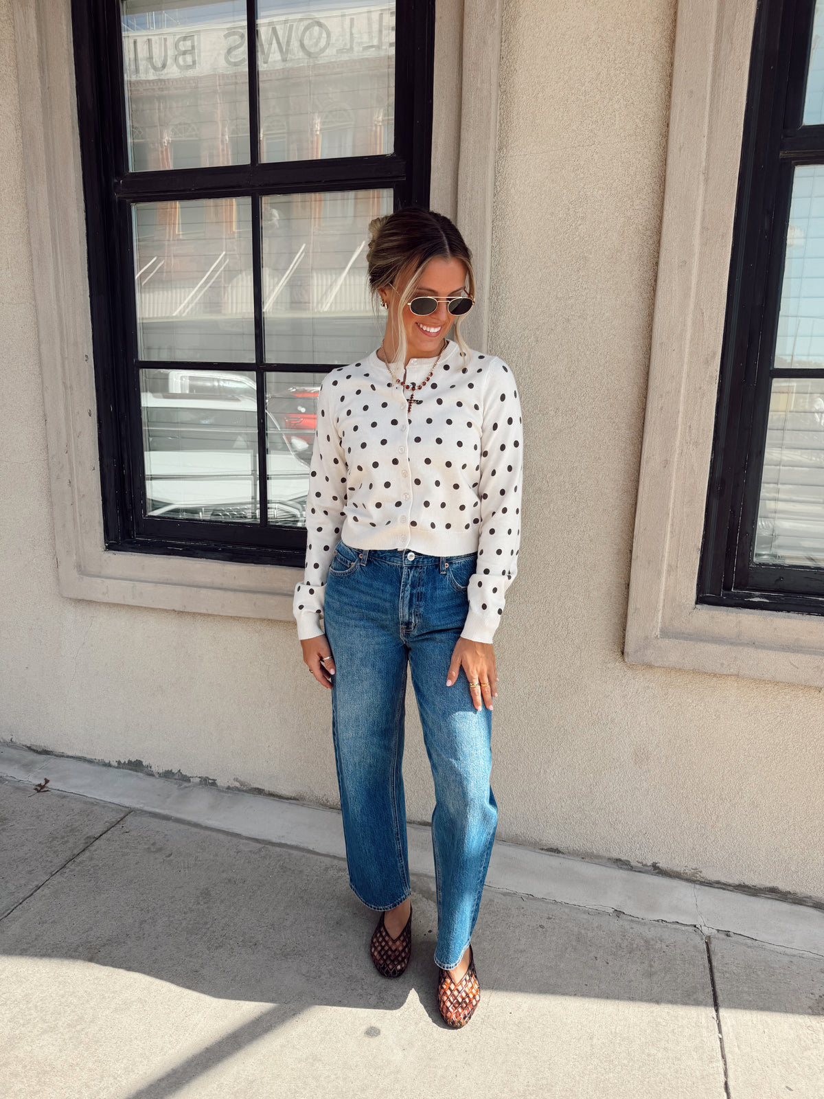 Creamy Dot Cardigan Sweater