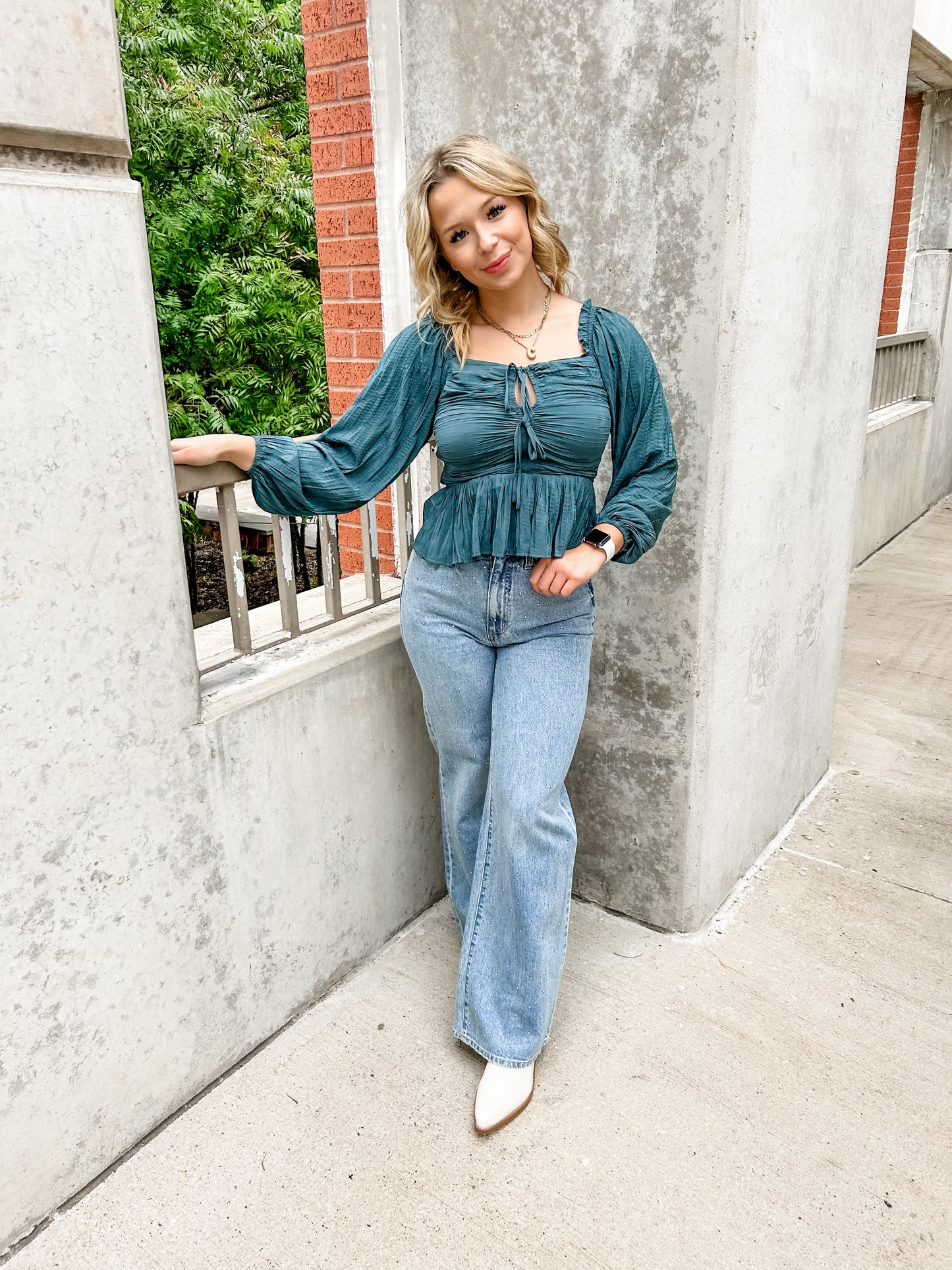 Flirty Teal Top