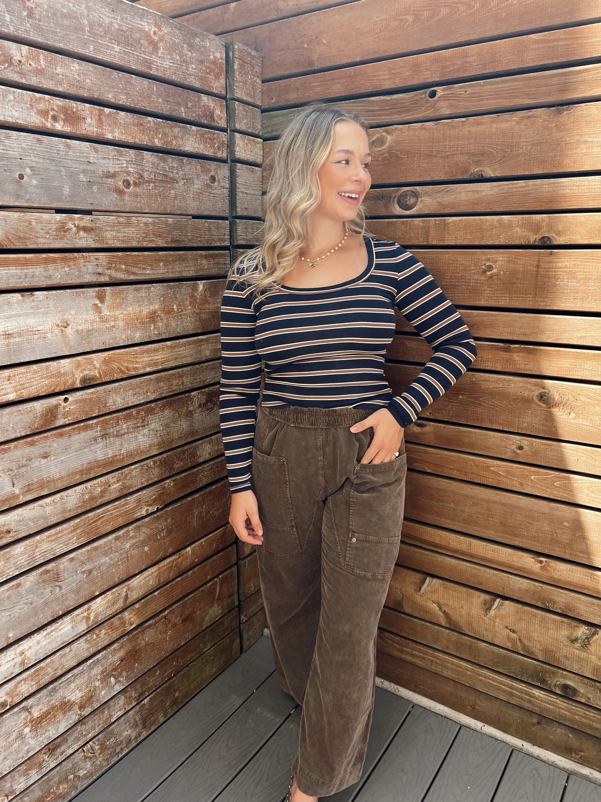 Luxe Navy Stripe Top
