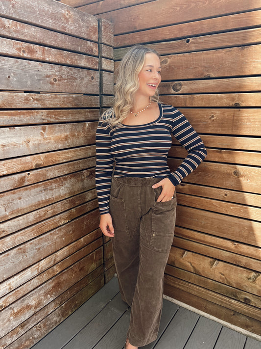 Luxe Navy Stripe Top