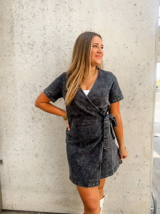 State Of Mind Black Denim Dress