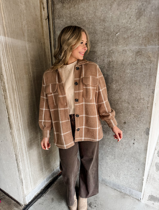 Plaid Tucker Jacket Taupe