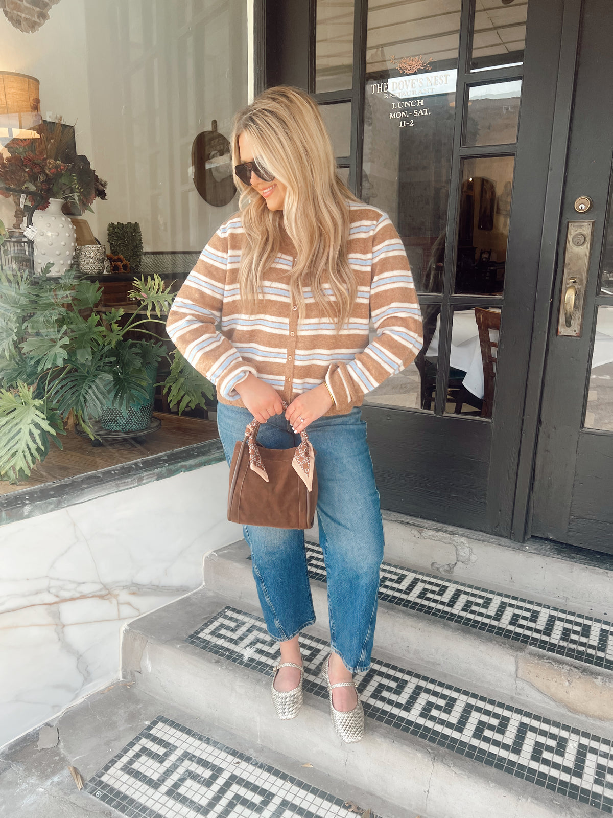 Z Supply Medina Stripe Cardigan Caramel
