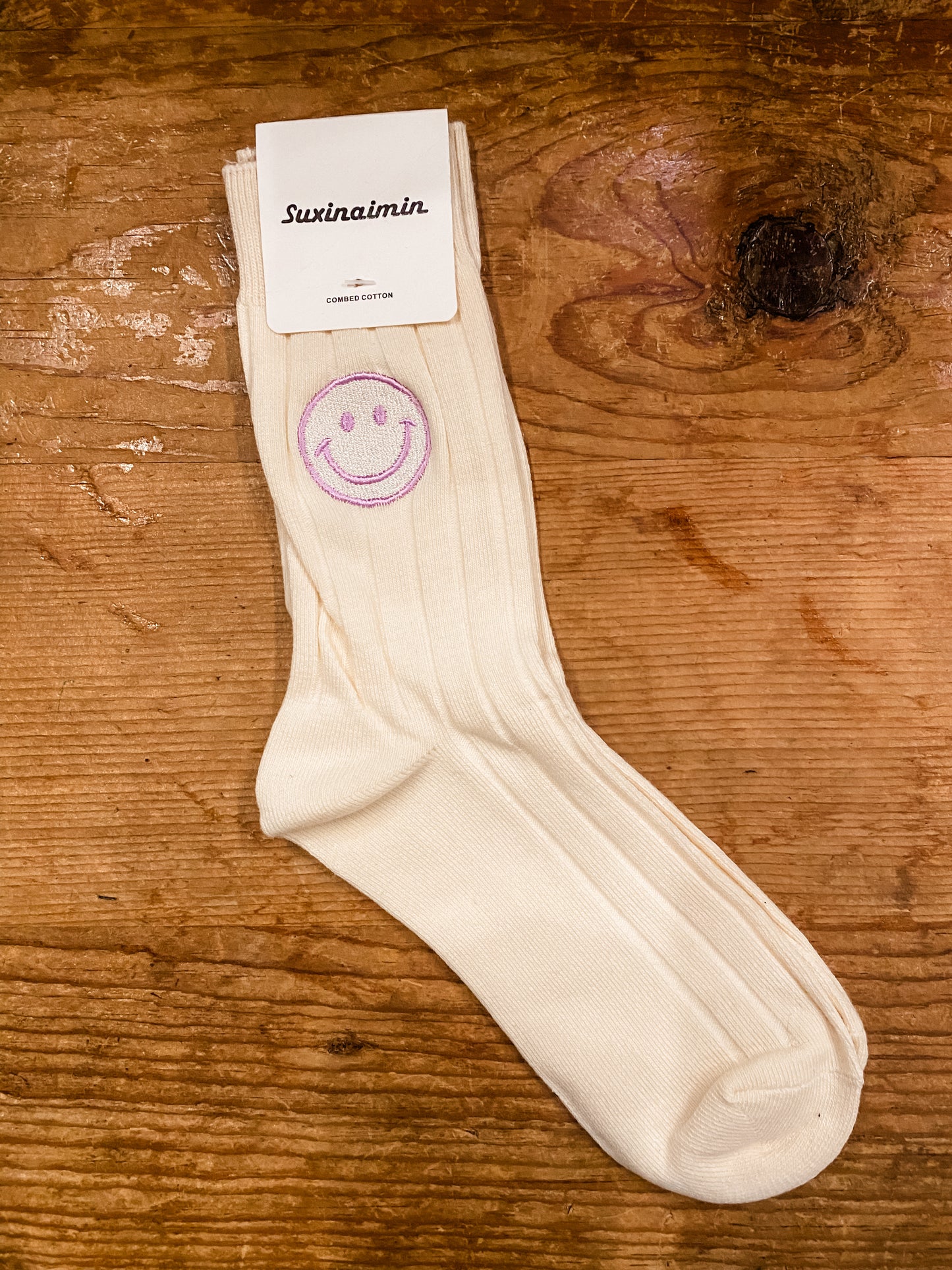 Lavender Smiley Sock