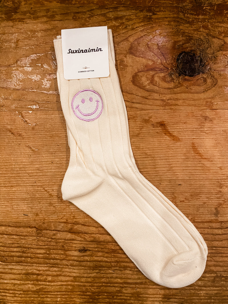 Lavender Smiley Sock