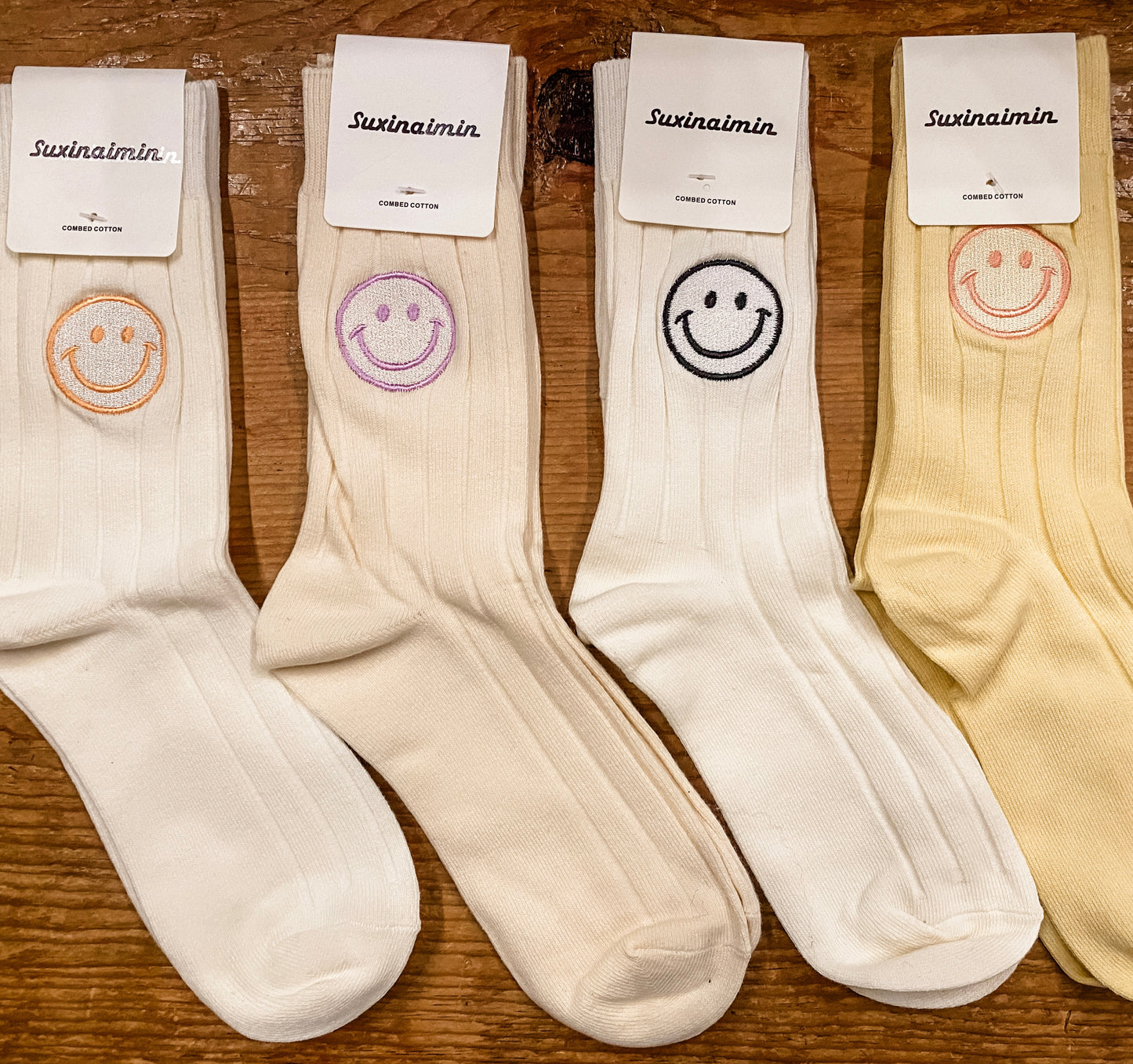 Apricot Smiley Sock