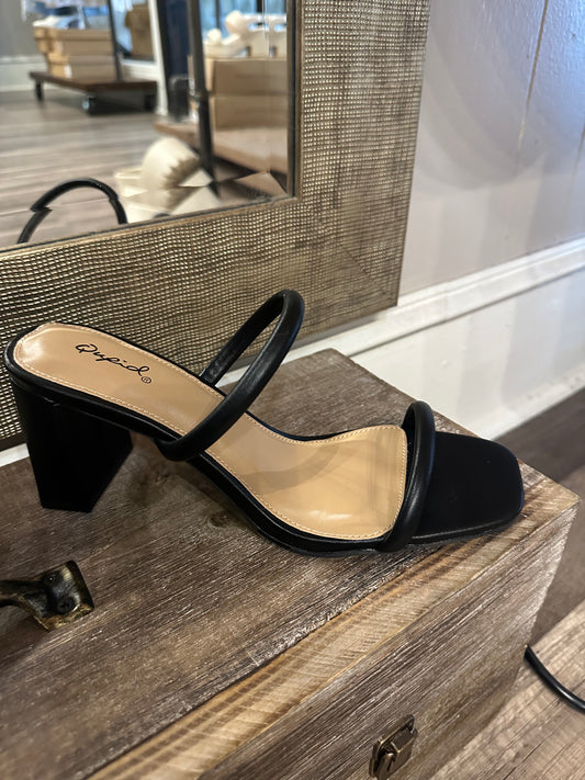 Lily Black Double Strap Heel