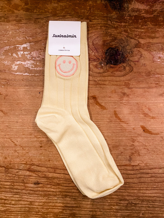 Yellow Smiley Sock